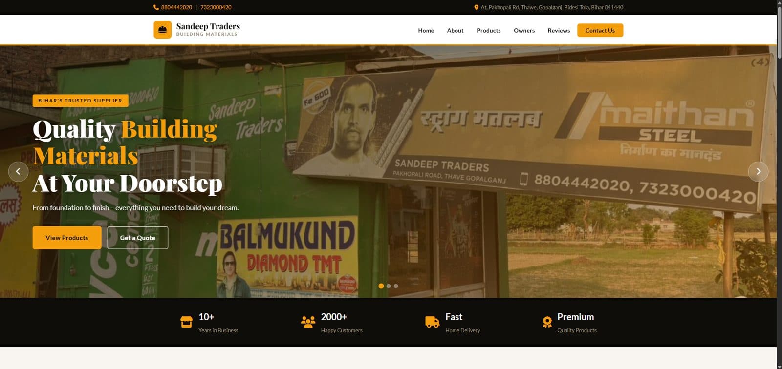 Sandeep Traders website screenshot